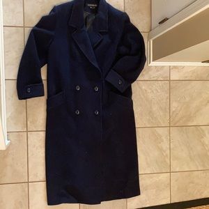 Vintage navy wool, full length coat
